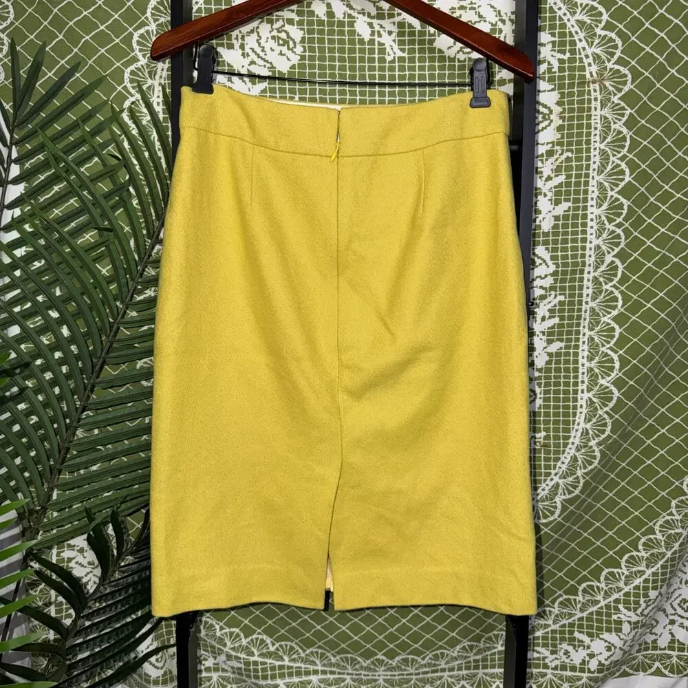 J.Crew‎ Chartreuse Yellow Wool Cashmere Blend Pencil Skirt - Size 6